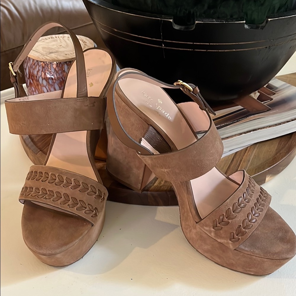 Kate Spade Brown Platform Sandals with Braided Straps